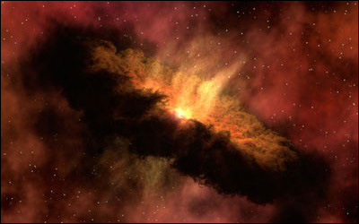 Внутри пылевого диска формируется звезда - центр будущей звездной системы